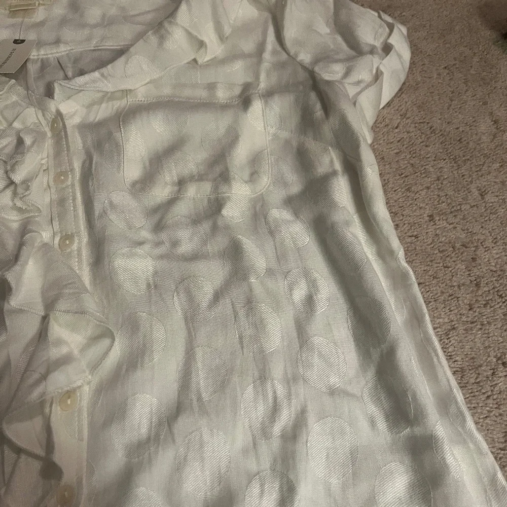 Anthropologie Maeve Jojo Ruffle Button Up Top - Picture 5 of 8